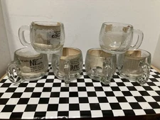 Vtg 70’s Nestle World Globe Coffee/Tea Etched Glass Cups Set Of 6 NOS
