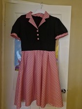 1950s Pink And Black Dress. Cosplay Fancy Dress Grease. Worn Once. Size 14-16