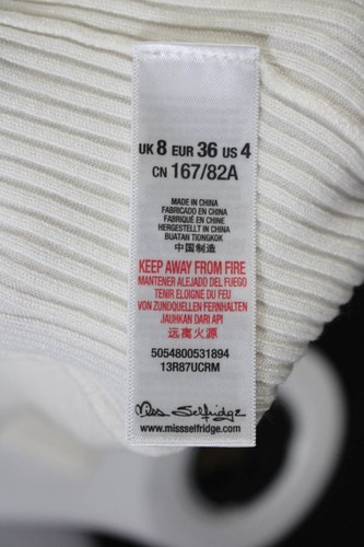 Miss Selfridge Womens White Ribbed Crew Neck Long Sleeve Peplum Knit Top Size 4 - Picture 5 of 6