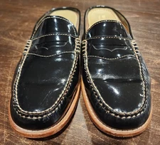 GH Bass Weejuns Shoes Penny Loafer Mules Size 8.5M BLack Patent Leather