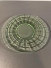 Vintage Hocking Block Optic Green Uranium Glass Saucer 6" Depression Art Deco