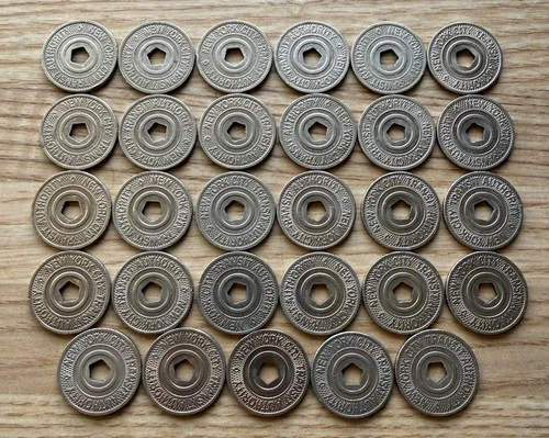 Lot of 29 Five Borough (Pentagon) New York City (NYC) Subway Tokens Excellent - product listing photo