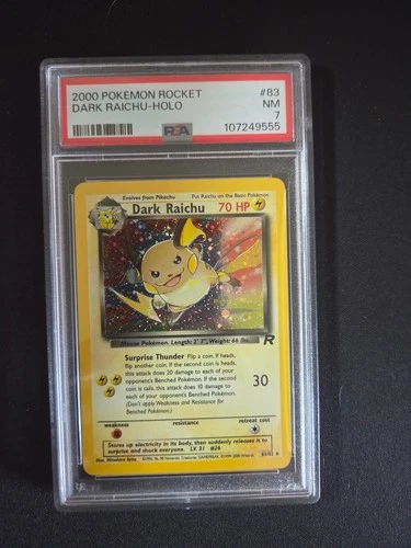 Pokemon 2000 Dark Raichu Holo Team Rocket #83 PSA 7
