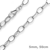 5Mm Erbskette Silberkette Collier Halskette Aus 925 Silber Rhodiniert 50Cm