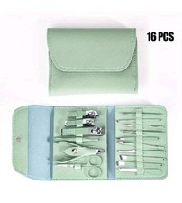 16pcs Stainless Steel Manicure  Pedicure Kit,Nail Clippers Set with Travel Ca