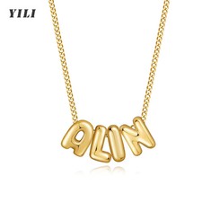 Necklace Custom 3D Bubble Letter Name Pendant Personalized Jewelry