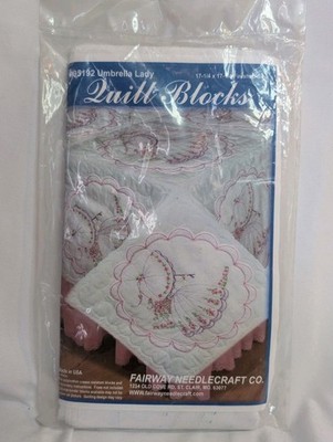 '' Umbrel'' Fairway Needlecraft Co. Quilt Blocks for Embroidery #95192 