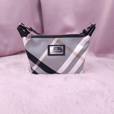 Burberry Blue Label Nova Check Canvas Top Zip Hand Bag Pochette Clutch Purse