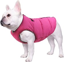 Geyecete Dog Bulldog Clothes Cotton Padded Coat Thick Winter Medium, Pink