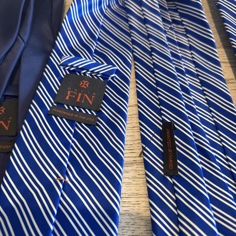 Lote de 3 aletas David impresas a mano hechas a mano en EE. UU. 100% seda Foto 4 de 4