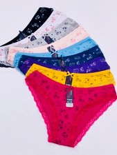 LOT NICE 6 Women Bikini Panties Brief Floral Lace Cotton Underwear 3152 Sz S-XL