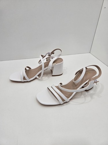 mysoft Damen Riemchen niedrig klobiger Blockabsatz Sandalen offene Zehenpartie elegant-weiß Gr. 8,5 - Bild 8 von 12
