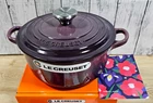 Le Creuset Cocotte Ronde 20cm 7-3/4" 2-3/4 qt Fig Purple Silver Knob Cast Iron