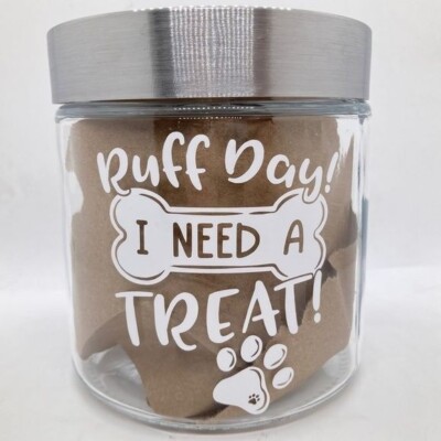 Dog Treat Jar “Ruff Day I Need a Treat” New Handmade - Main Image