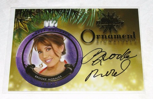 2015 Benchwarmer BROOKE MORALES Holiday #24 Gold Ornament Auto PLAYBOY
