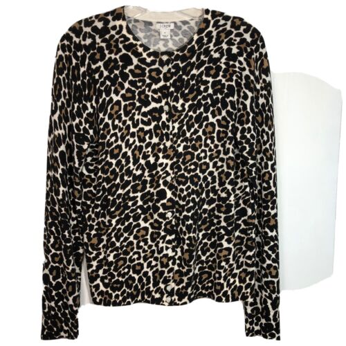 j crew factory Leopard Print Jackie Cardigan M - Picture 1 of 5