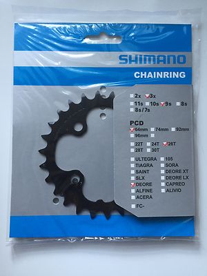 Shimano 26T Mega Speed Chainring Deore FC-M590 M591 Black Y1LD26000 64mm  BCD Australia