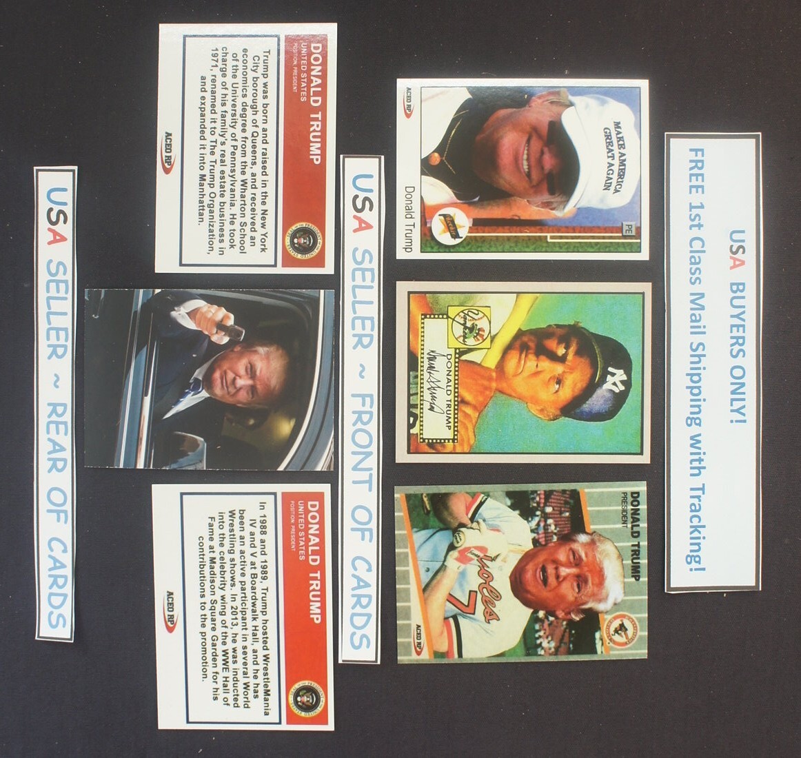 DONALD TRUMP Set of 3 ACEO Baseball Cards52 Mantle89 Upper Deck89