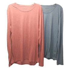 Iceburg Outwear Sz XL 2 Crew Base Layer Top Gorp Ski Sporty Coral Seagreen L/S 