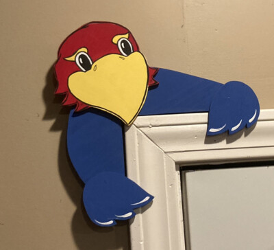 Kansas Jayhawk Door Frame Wooden Decoration Hand made hand painted KU Jayhawk