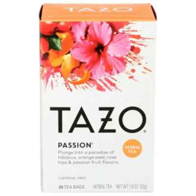 Tazo Passion Caffeine Free, Herbal Tea, 20 Tea Bags 1.8 oz