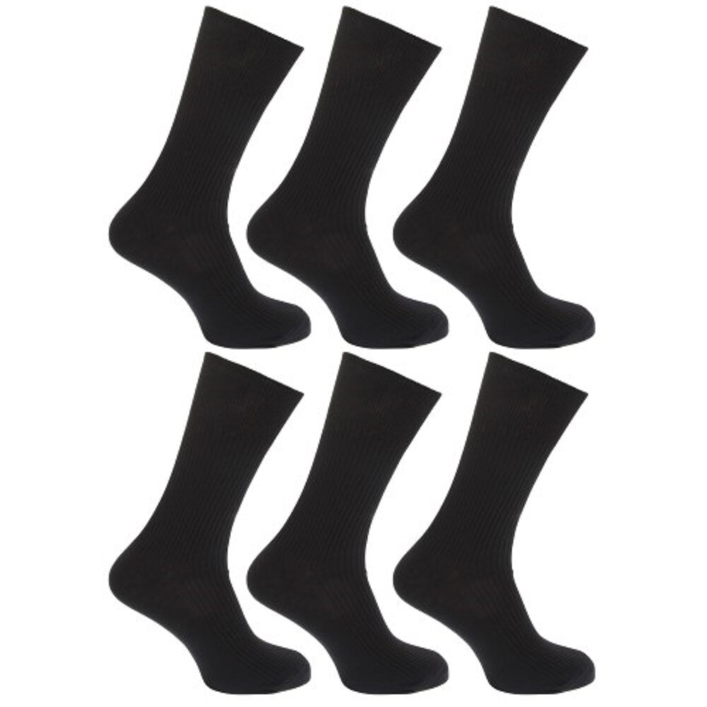 12 PARES PARA HOMBRE 100% ALGODÓN NO ELÁSTICO Ideal para diabéticos Calcetines negros 6-11