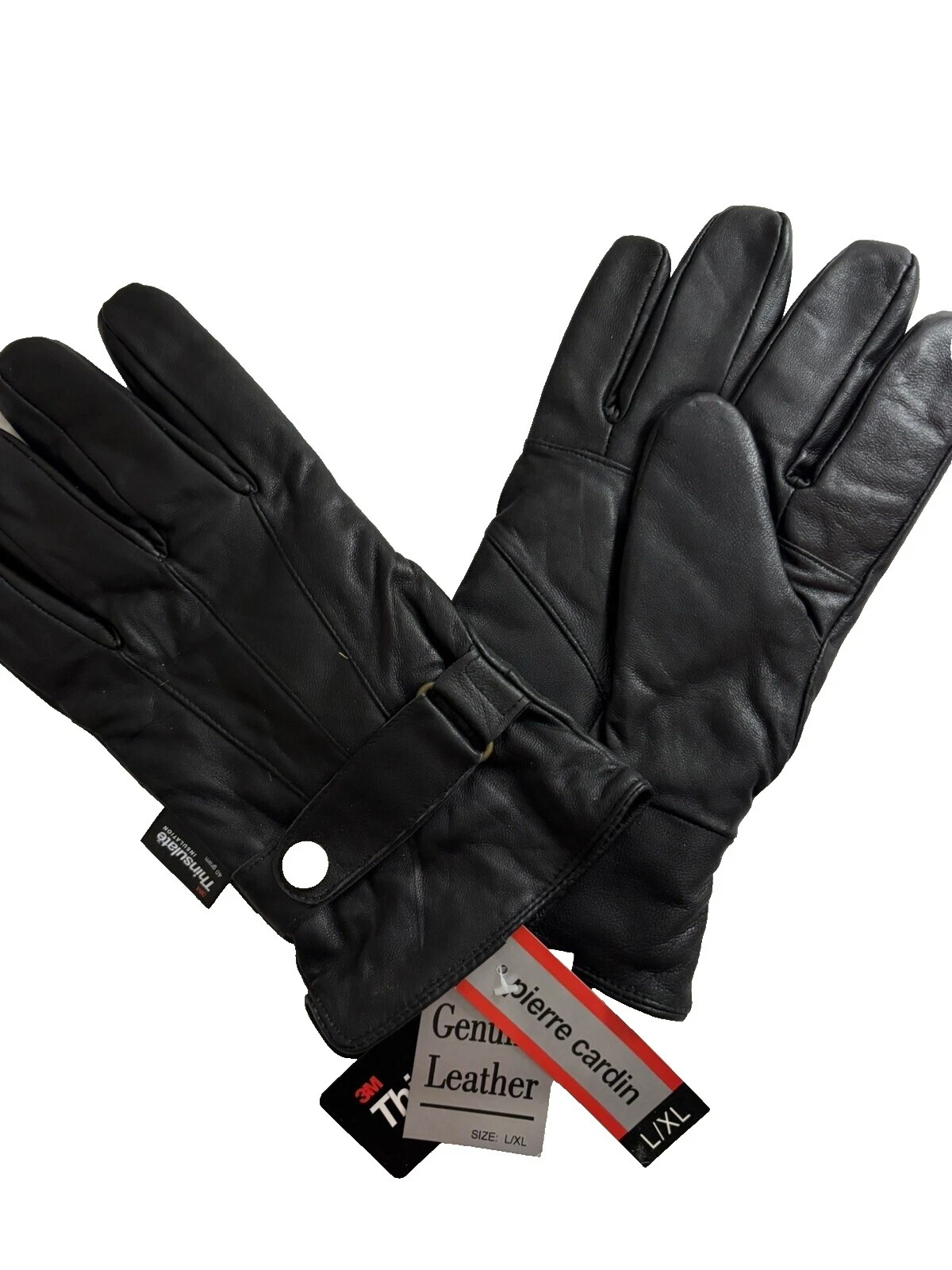 Couro Pierre Cardin Luvas Preto para Homens