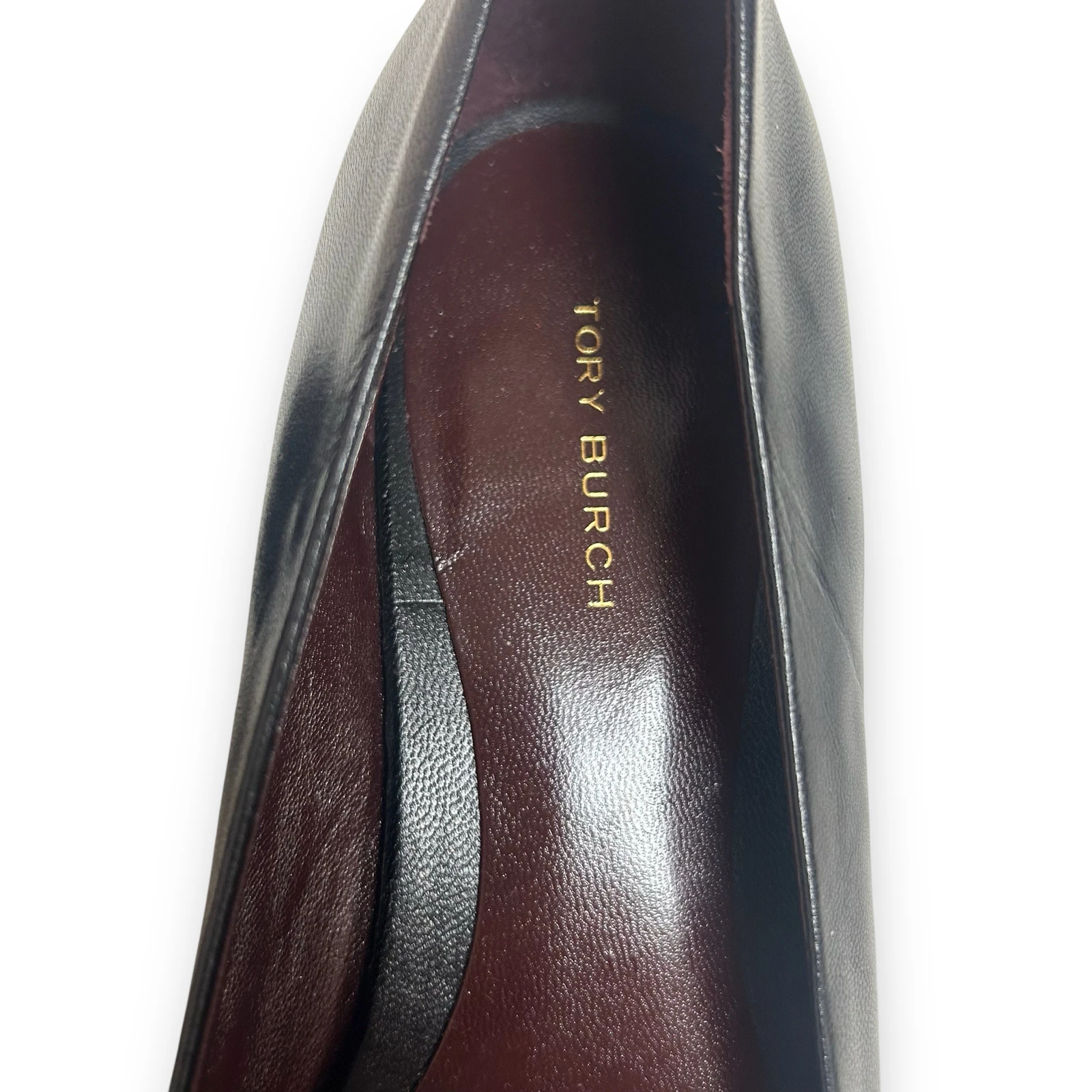 TORY BURCH GEORGIA DÉCOLLETÉ PUNTA QUADRATA IN PELLE NERE PERFETTE TAGLIA 8