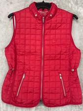 Olsen Europe Womens Quilted Vest Zip Front Zip Pockets Red Size L/14