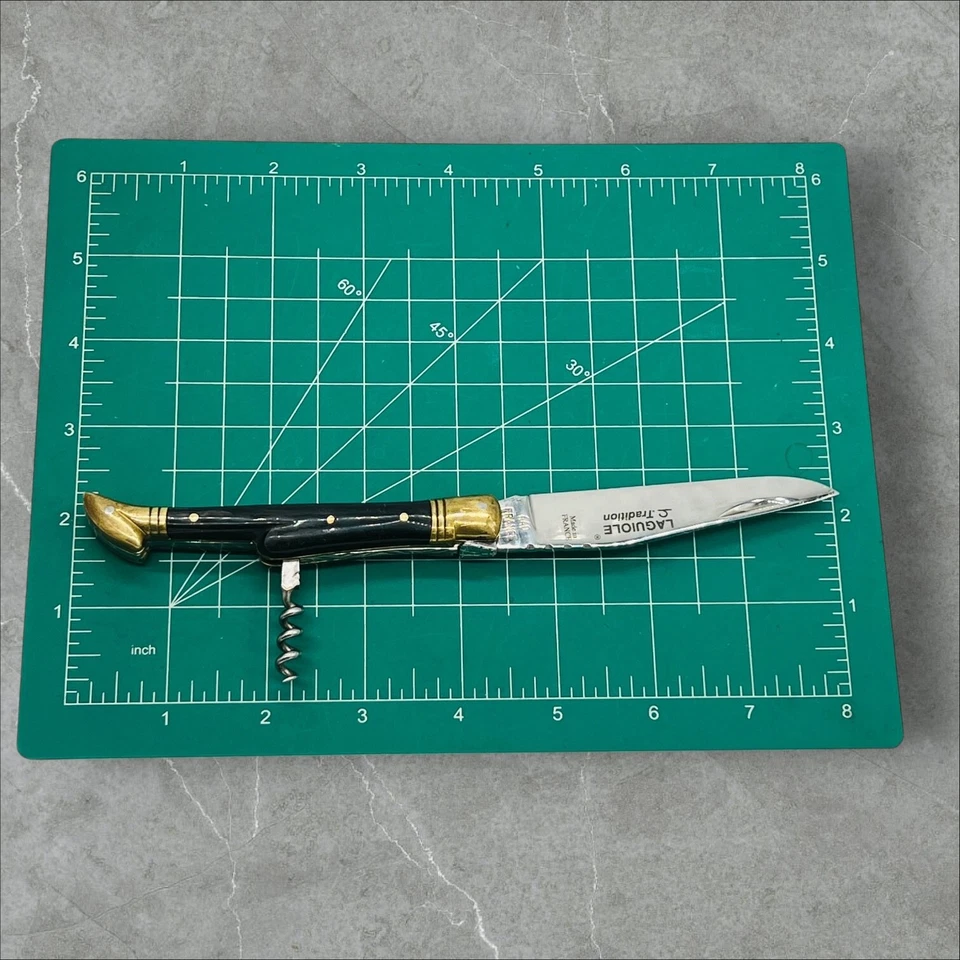 LAGUIOLE Tradition 440 Brass & Exotic Wood FRANCE Pocket Corkscrew Knife RARE - Image 4 of 4