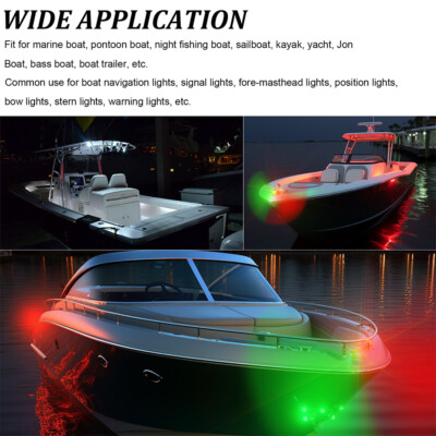 Unbranded Red & Green Marine LED Navigation Lights – 12V Bow Stern & Deck Lamp Set