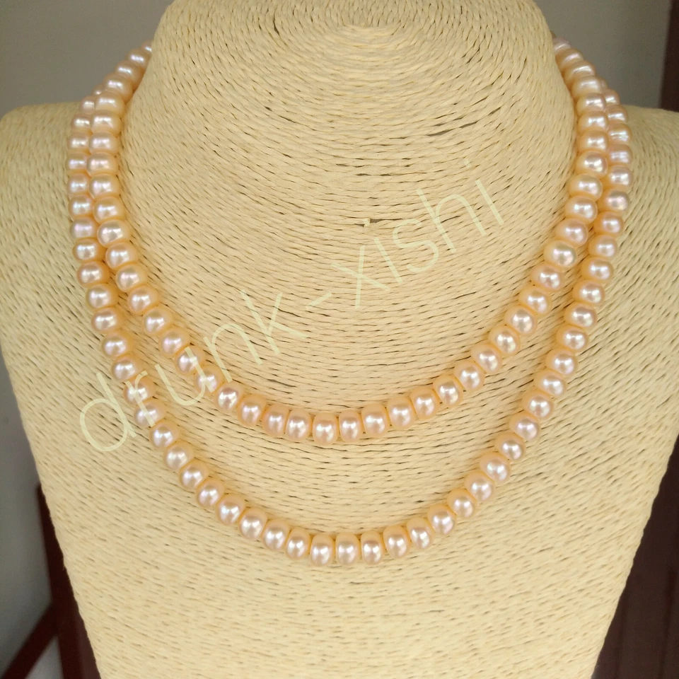 Collar de perlas rosa oro genuino natural del Mar del Sur longitud ópera 37" oro 14k P Foto 3 de 4