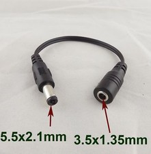 CCTV 5.5x 2.1mm Male to 3.5x 1.35mm Female DC...