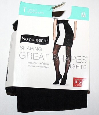 No nonsense Women's Black Opaque Shaping Tights - Pick Your Size (M, L, or XL)