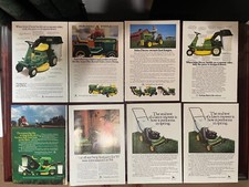 John Deere Print Ads Lot of 8 - 1970's 1980's 10 x 7 Riding Lawn Mowers