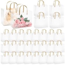 30 Pcs Clear Gift Bags with Handle Plastic Gift Wrap Handbags with Cardboard ...