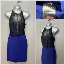 Lipsy London Black & Blue Sheer Bodycon Occasion Dress UK 10 EUR 38 US 6