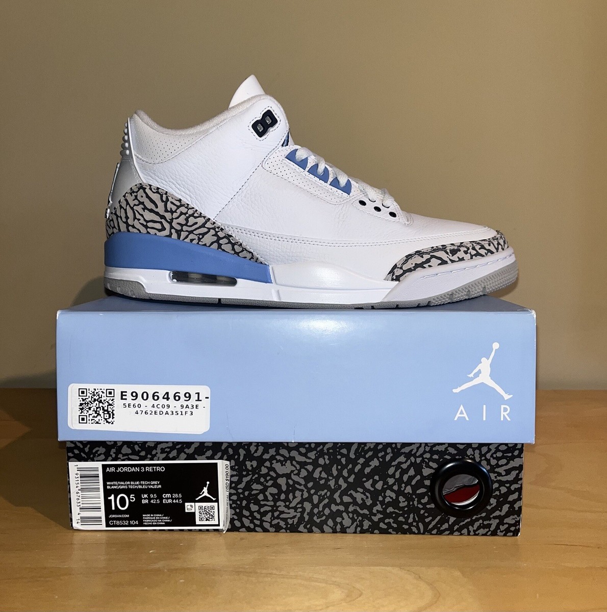 DS Nike Air Jordan 3 Retro Mid UNC CT8532-104 Size 10.5 | eBay 