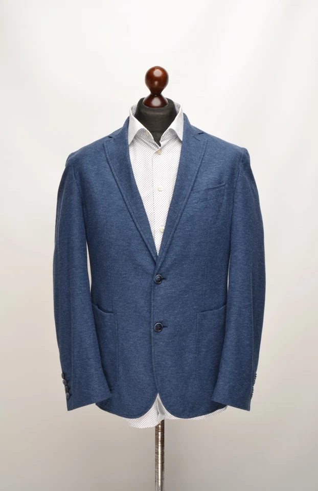 Men's HACKETT Blue Textured Knit Cotton 2Btn Blazer IT 52R / UK,US 42R VGC - Image 2 of 4