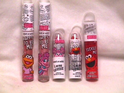 Wet N Wild SESAME STREET Zoe & Abby & Elmo LIP GLOSS Lipstick Lot NEW 5 pc gift