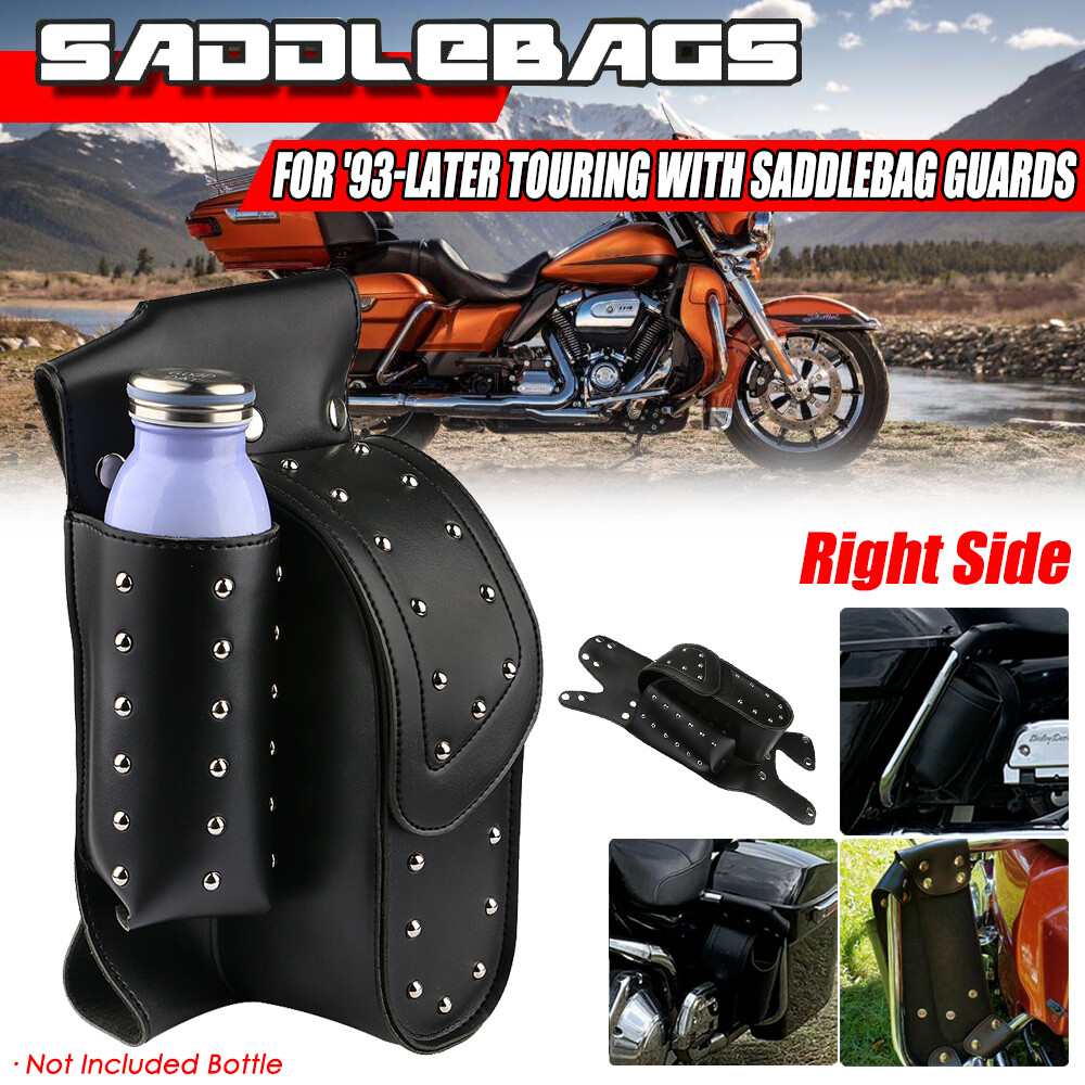 Motorcycle Crash Bar Saddlebag Guard Bag Water Bottle Holder For Harley
