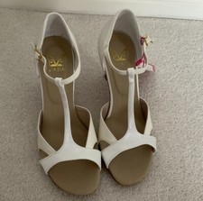 JIA JIA Women's  Super Satin Dance Shoes T Bar Ivory Sparkle Size 5UK
