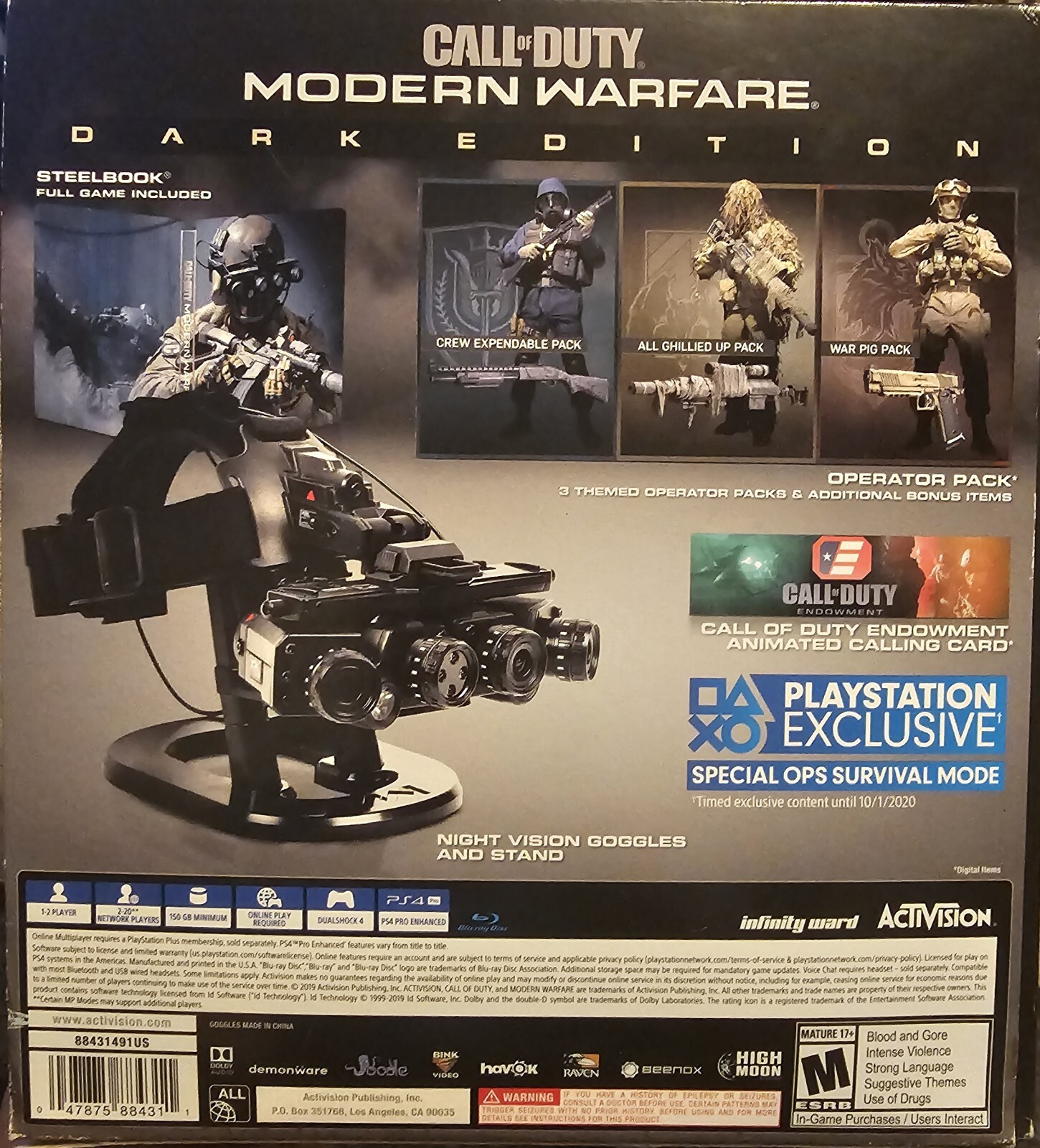 Call of Duty Modern Warfare Dark Edition Night Vision Goggles