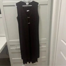 JOSTAR Two Piece Stretchy Brown Dress and OverDress Women's Size Medium