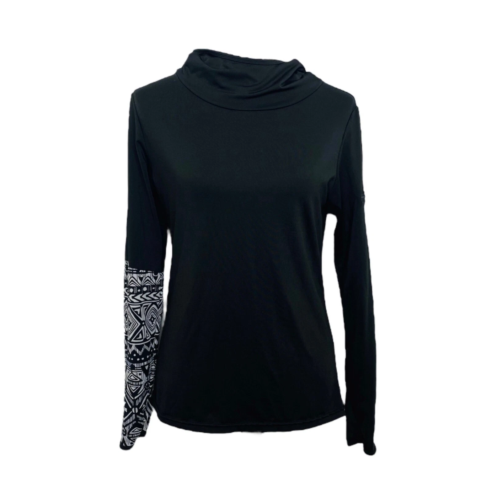 Athletic Shirt Womens Small Black Long Sleeve Hooded