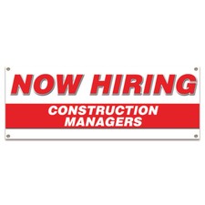 Now Hiring Construction Managers Banner Apply Inside Accepting Application