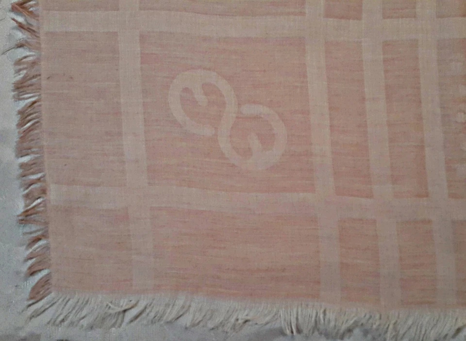 VINTAGE AUTHENTIC ESCADA SPORT LOGO PINK MODAL SILK 66'' SQUARE WOMEN'S SCARF - Image 4 of 4