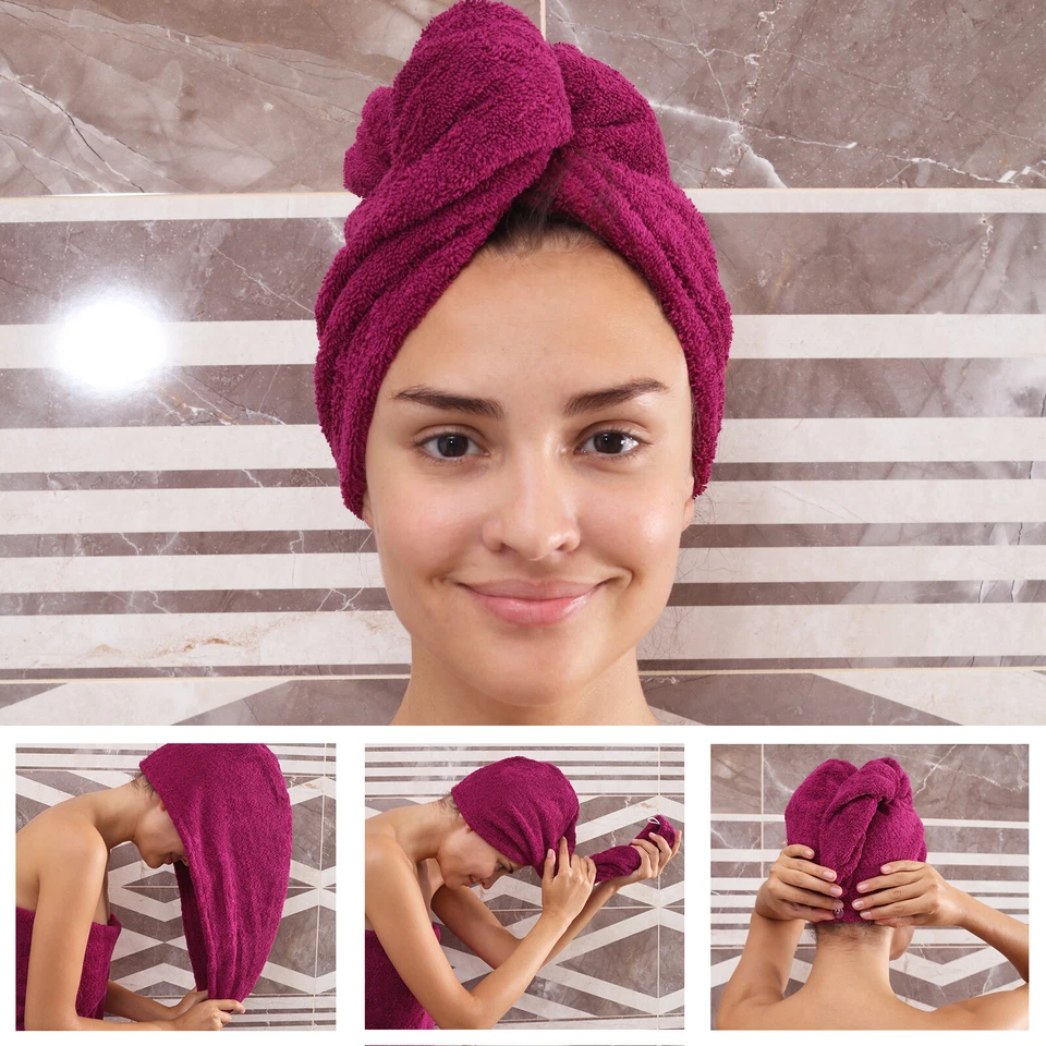Frottee Haar Turban Kopfhandtuch Kopftuch Handtuch Haarpflege Haartrockentuch - Bild 1 von 1