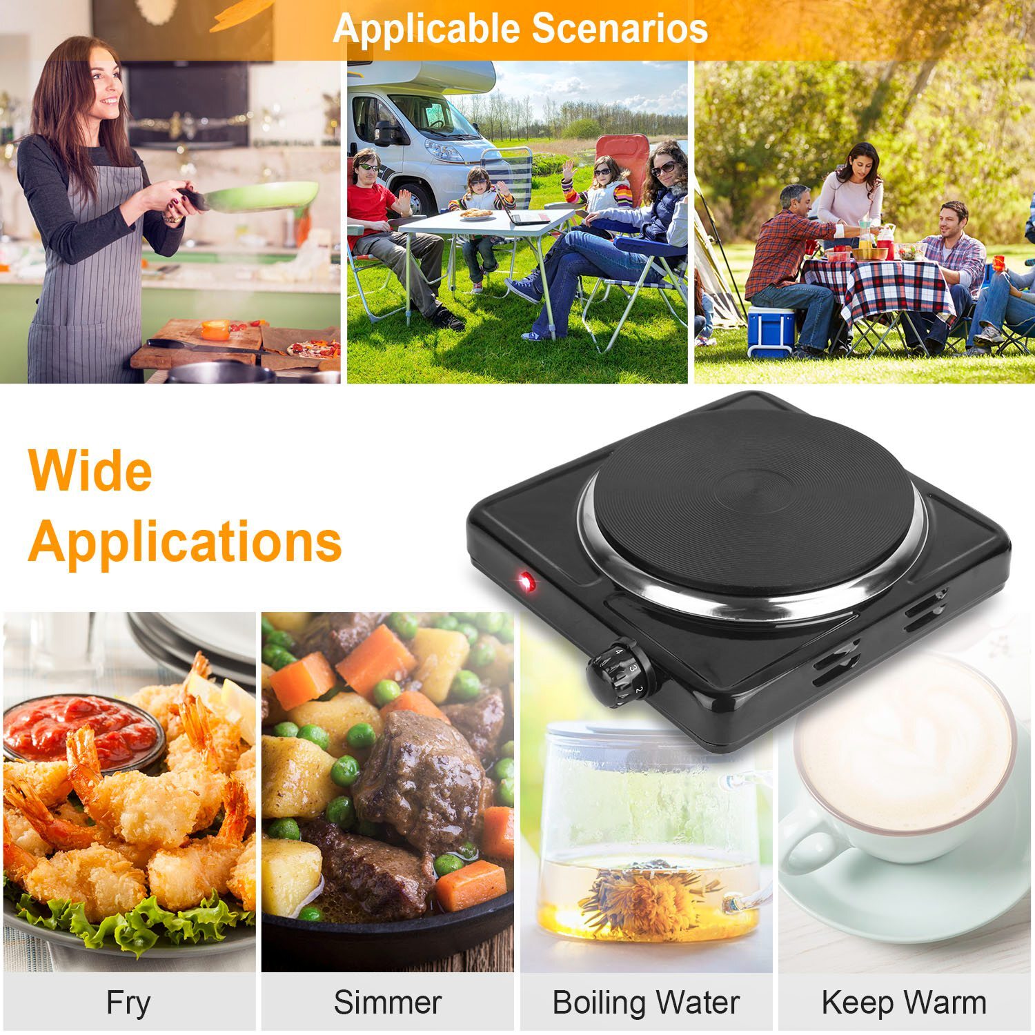 ♨️1500W Portable Single Electric Burner Hot Plate Camping Stove
