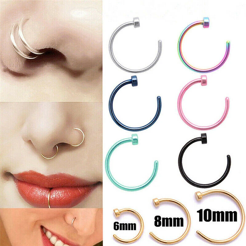 Fake Nose Rings 4-pcs Faux Nose Ring Hoop Set Nose Piercing Jewelry  Adjustable Size Made With Hypoallergenic Material Clip On Nose Hoop Rings  For Wo | Fruugo TR